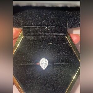 Pear Shaped Engagement Diamond Ring. Lab Grown. Solid White Gold -